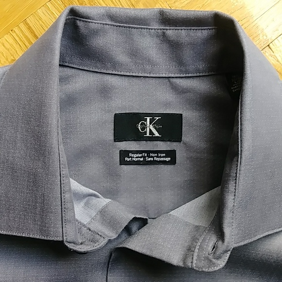 Calvin Klein regular fit no Iron button down shirt gray 16.5 Large - Picture 3 of 8